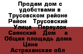 Продам дом с удобствами в Трусовском районе › Район ­ Трусовский › Улица ­ Переулок Саянский › Дом ­ 5а › Общая площадь дома ­ 30 › Цена ­ 1 500 000 - Астраханская обл., Астрахань г. Недвижимость » Дома, коттеджи, дачи продажа   . Астраханская обл.,Астрахань г.